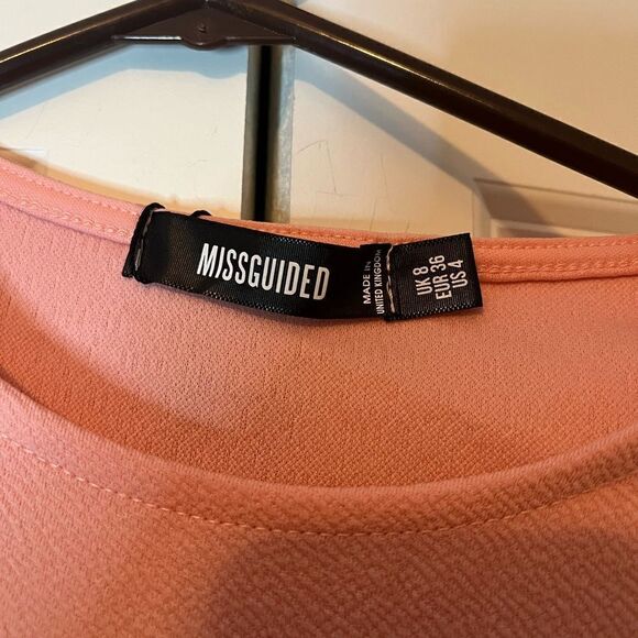 NWT MISSGUIDED PINK SMOCK DROP HEM DRESS WOMENS SIZE 4 *Very cute! - Picture 8 of 8